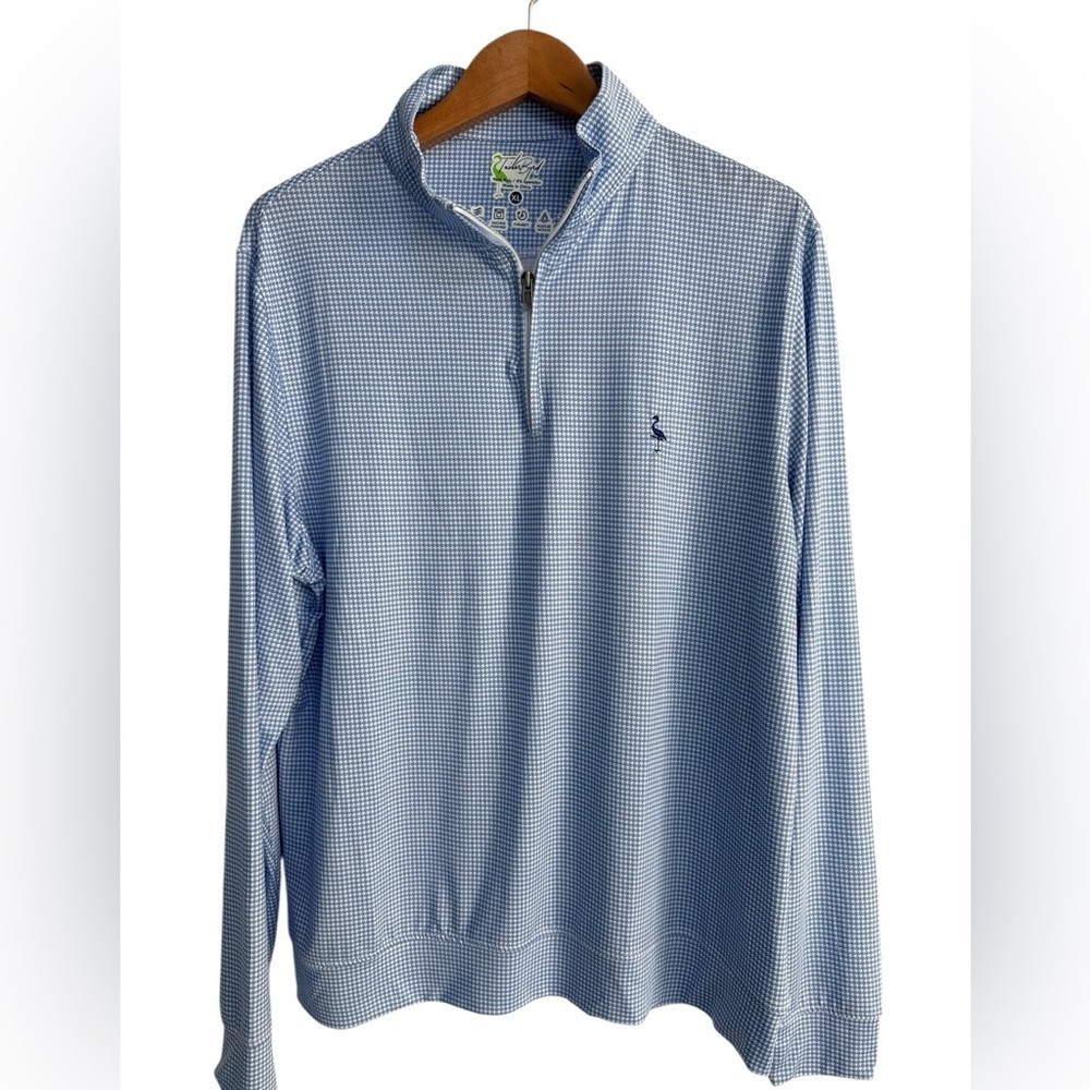 Tailor Byrd Blue Checked Quarter-Zip Pullover Size Xl